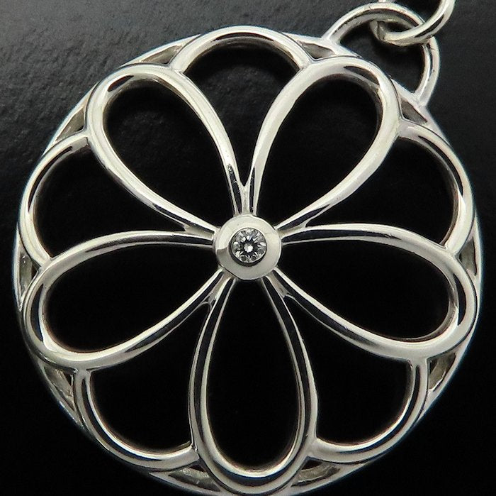 TIFFANY&Co. ティファニー フラワーサークル ネックレス 1Pダイヤモンド シルバー925 レディース/295572【中古】【BJ】