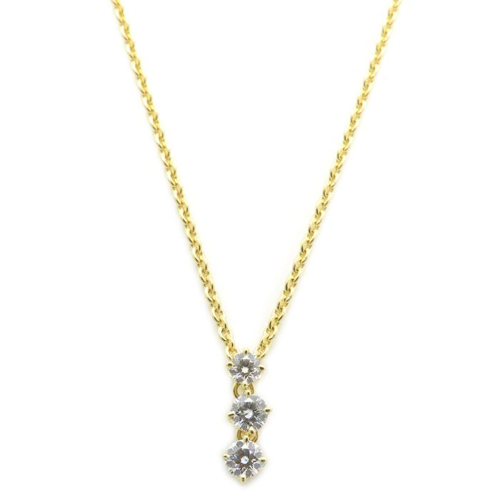 MIKIMOTO ミキモト ダイヤモンド ネックレス スリーポイントダイヤモンド 0.15ct K18YG イエローゴールド レディース/295575【中古】【BJ】