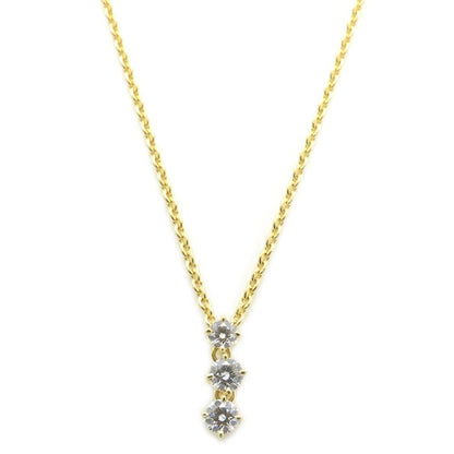 MIKIMOTO ミキモト ダイヤモンド ネックレス スリーポイントダイヤモンド 0.15ct K18YG イエローゴールド レディース/295575【中古】【BJ】