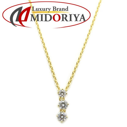 MIKIMOTO ミキモト ダイヤモンド ネックレス スリーポイントダイヤモンド 0.15ct K18YG イエローゴールド レディース/295575【中古】【BJ】