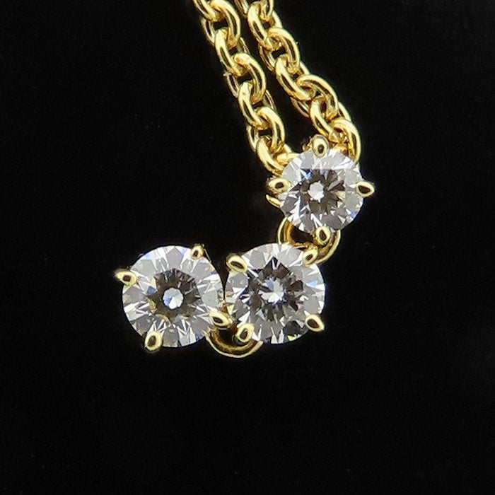 MIKIMOTO ミキモト ダイヤモンド ネックレス スリーポイントダイヤモンド 0.15ct K18YG イエローゴールド レディース/295575【中古】【BJ】