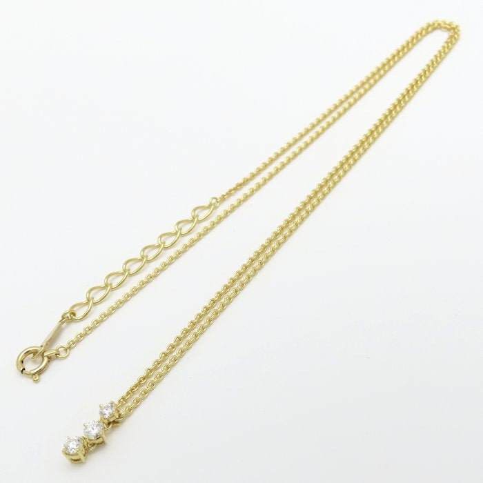 MIKIMOTO ミキモト ダイヤモンド ネックレス スリーポイントダイヤモンド 0.15ct K18YG イエローゴールド レディース/295575【中古】【BJ】