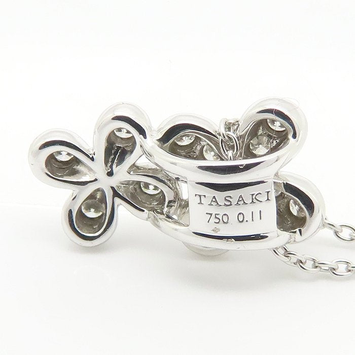 TASAKI 田崎真珠 ダイヤモンド ネックレス フラワーモチーフ ダイヤモンド0.11ct K18WG ホワイトゴールド レディース/295576【中古】【BJ】