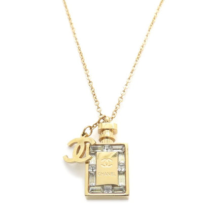 CHANEL シャネル 香水モチーフ ネックレス ラインストーン ココマーク ピンクゴールドメッキ レディース /295585【中古】【BJ】