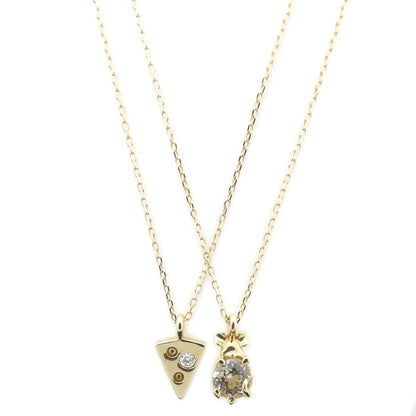 Ponte Vecchio ポンテヴェキオ ネズミ＆チーズ ネックレス 2本セット キュービックジルコニア ダイヤモンド0.01ct K10YG イエローゴールド レディース/295586【中古】【BJ】