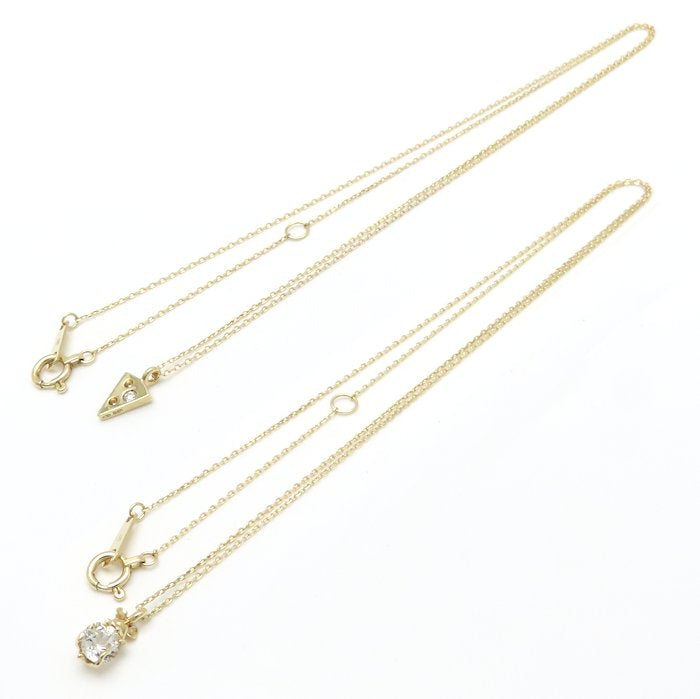 Ponte Vecchio ポンテヴェキオ ネズミ＆チーズ ネックレス 2本セット キュービックジルコニア ダイヤモンド0.01ct K10YG イエローゴールド レディース/295586【中古】【BJ】