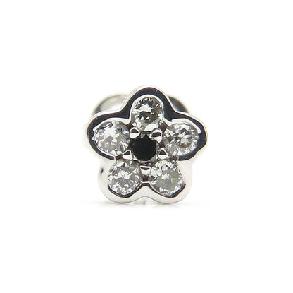 Ponte Vecchio ポンテヴェキオ ダイヤモンド ピアス フラワーモチーフ ダイヤモンド0.08ct ブラックダイヤモンド0.01ct 片方のみ K18WG ホワイトゴールド レディース/295590【中古】【BJ】