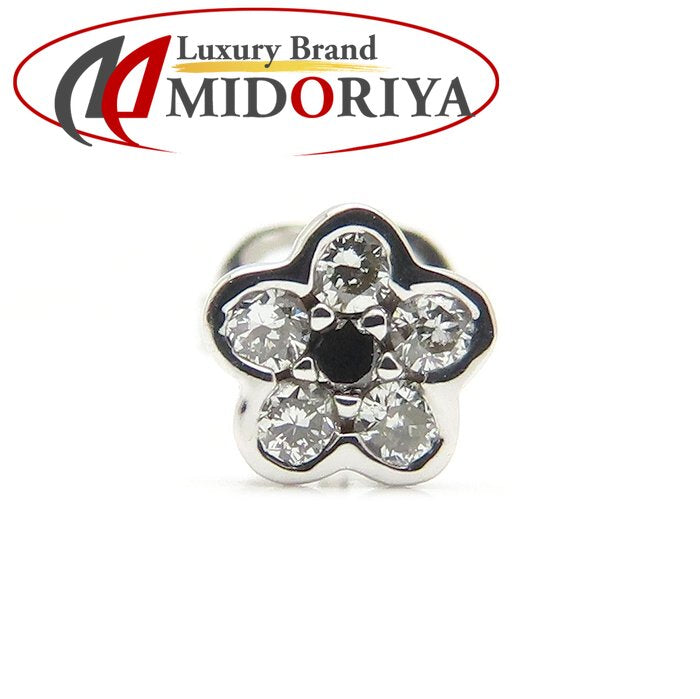 Ponte Vecchio ポンテヴェキオ ダイヤモンド ピアス フラワーモチーフ ダイヤモンド0.08ct ブラックダイヤモンド0.01ct 片方のみ K18WG ホワイトゴールド レディース/295590【中古】【BJ】