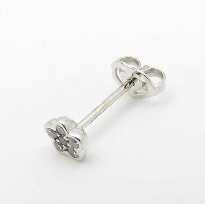 Ponte Vecchio ポンテヴェキオ ダイヤモンド ピアス フラワーモチーフ ダイヤモンド0.08ct ブラックダイヤモンド0.01ct 片方のみ K18WG ホワイトゴールド レディース/295590【中古】【BJ】