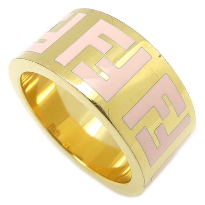 FENDI フェンディ FFロゴ フォーエバー リング 指輪 #M 14号 ゴールドメッキxエナメル レディース /295592【中古】【BJ】