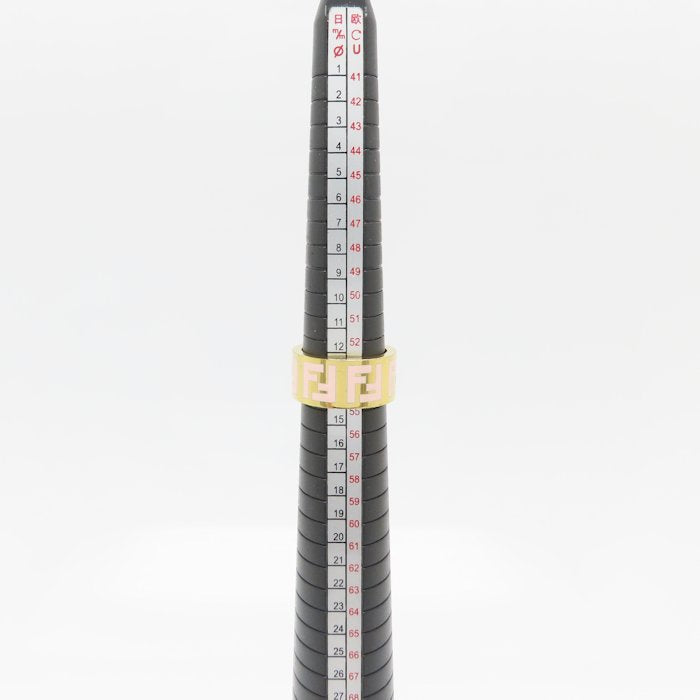 FENDI フェンディ FFロゴ フォーエバー リング 指輪 #M 14号 ゴールドメッキxエナメル レディース /295592【中古】【BJ】