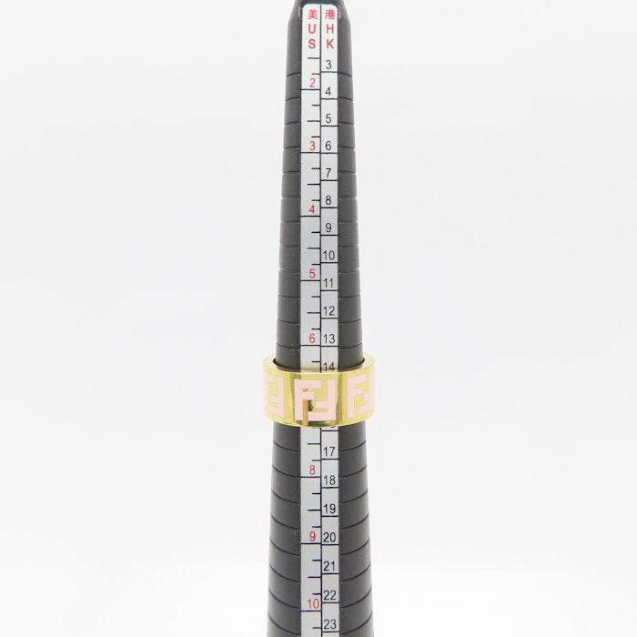 FENDI フェンディ FFロゴ フォーエバー リング 指輪 #M 14号 ゴールドメッキxエナメル レディース /295592【中古】【BJ】