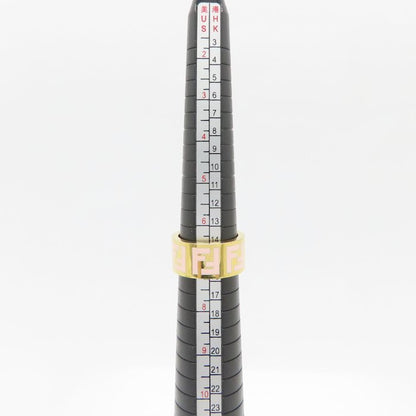 FENDI フェンディ FFロゴ フォーエバー リング 指輪 #M 14号 ゴールドメッキxエナメル レディース /295592【中古】【BJ】