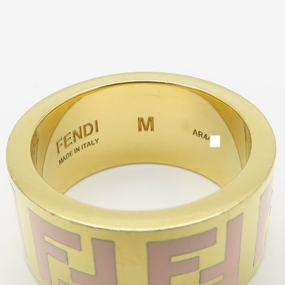 FENDI フェンディ FFロゴ フォーエバー リング 指輪 #M 14号 ゴールドメッキxエナメル レディース /295592【中古】【BJ】
