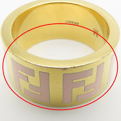 FENDI フェンディ FFロゴ フォーエバー リング 指輪 #M 14号 ゴールドメッキxエナメル レディース /295592【中古】【BJ】