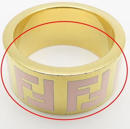 FENDI フェンディ FFロゴ フォーエバー リング 指輪 #M 14号 ゴールドメッキxエナメル レディース /295592【中古】【BJ】