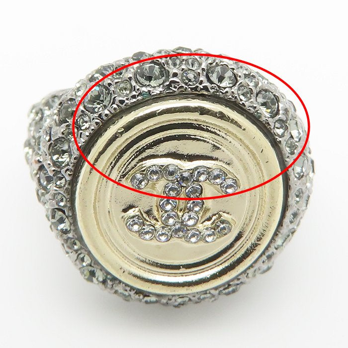 CHANEL シャネル ココマーク リング 指輪 ラインストーン 10号 ゴールドメッキxシルバーメッキ レディース A21/295594【中古】【BJ】