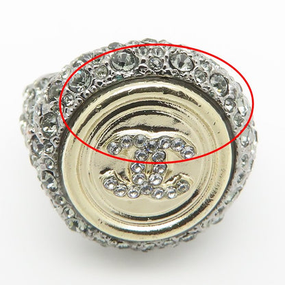 CHANEL シャネル ココマーク リング 指輪 ラインストーン 10号 ゴールドメッキxシルバーメッキ レディース A21/295594【中古】【BJ】