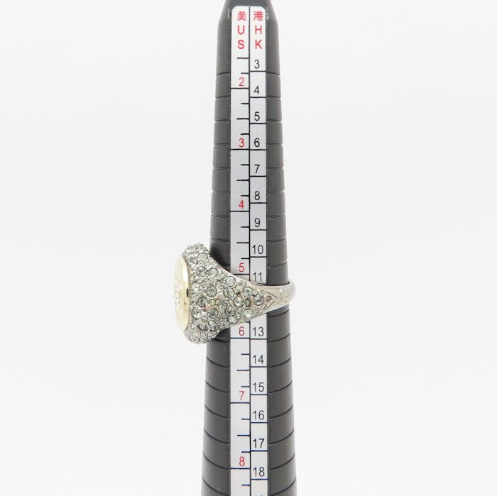 CHANEL シャネル ココマーク リング 指輪 ラインストーン 10号 ゴールドメッキxシルバーメッキ レディース A21/295594【中古】【BJ】