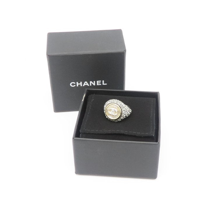 CHANEL シャネル ココマーク リング 指輪 ラインストーン 10号 ゴールドメッキxシルバーメッキ レディース A21/295594【中古】【BJ】