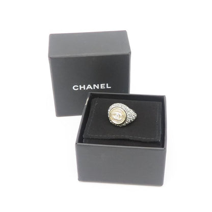 CHANEL シャネル ココマーク リング 指輪 ラインストーン 10号 ゴールドメッキxシルバーメッキ レディース A21/295594【中古】【BJ】