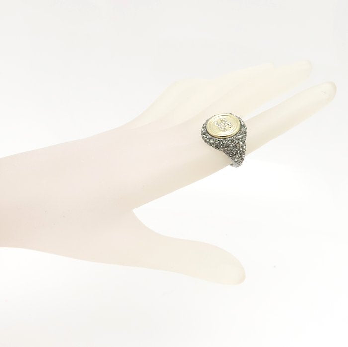 CHANEL シャネル ココマーク リング 指輪 ラインストーン 10号 ゴールドメッキxシルバーメッキ レディース A21/295594【中古】【BJ】