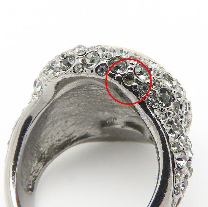 CHANEL シャネル ココマーク リング 指輪 ラインストーン 10号 ゴールドメッキxシルバーメッキ レディース A21/295594【中古】【BJ】