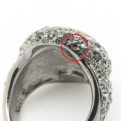CHANEL シャネル ココマーク リング 指輪 ラインストーン 10号 ゴールドメッキxシルバーメッキ レディース A21/295594【中古】【BJ】