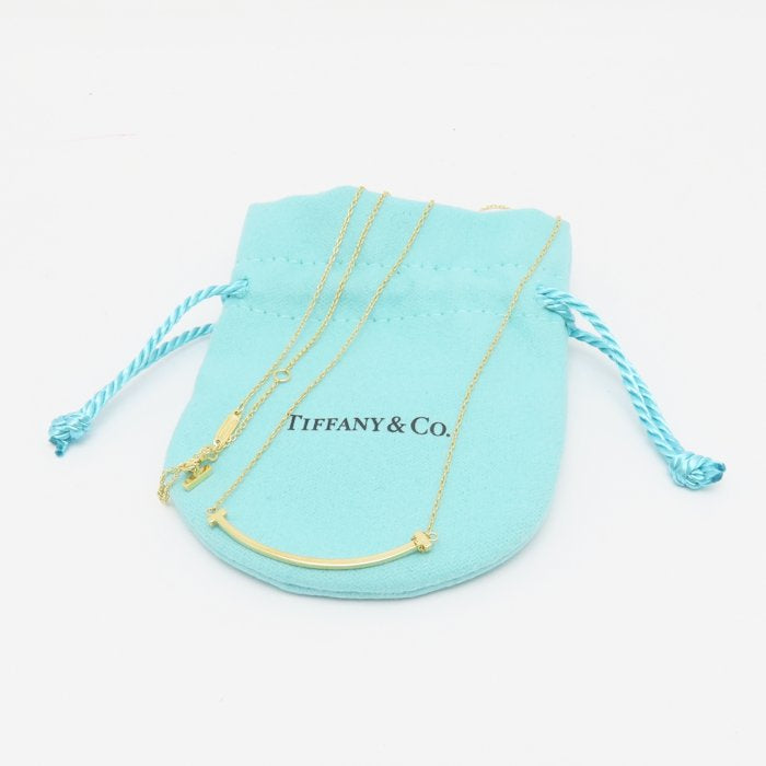 TIFFANY&Co. ティファニー Ｔスマイル ネックレス スモールモデル K18YG イエローゴールド レディース/295596【中古】【BJ】