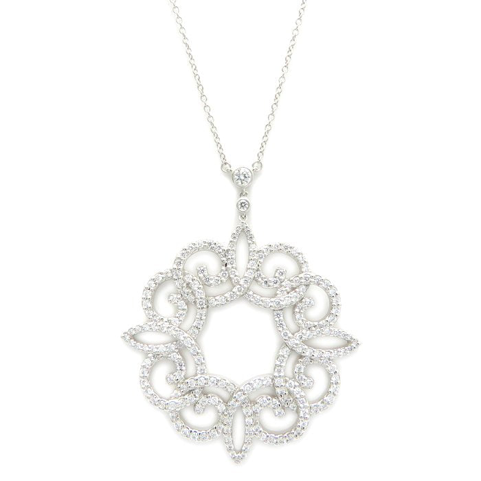TIFFANY&Co. ティファニー エンチャント スクロール ネックレス ダイヤモンド Pt950プラチナ レディース/295605【中古】【BJ】