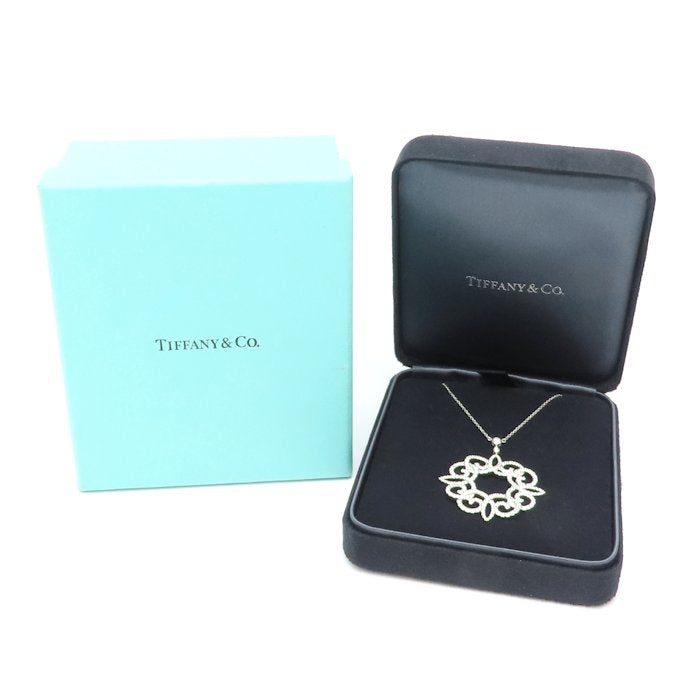 TIFFANY&Co. ティファニー エンチャント スクロール ネックレス ダイヤモンド Pt950プラチナ レディース/295605【中古】【BJ】