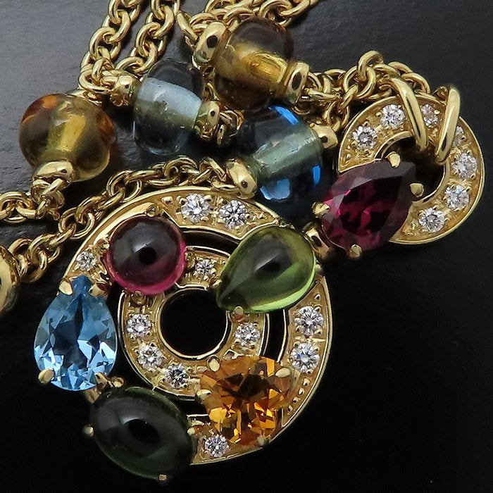 BVLGARI ブルガリ アストラーレチェルキ ネックレス マルチストーン ダイヤモンド K18YG イエローゴールド レディース/295609【中古】【BJ】