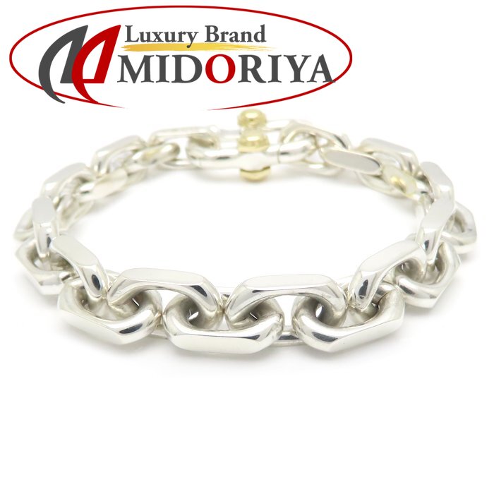 TIFFANY&Co. ティファニー 1837 メイカーズ ワイド チェーン ブレスレット シルバー925xK18YG イエローゴールド メンズ/295627【中古】【BJ】
