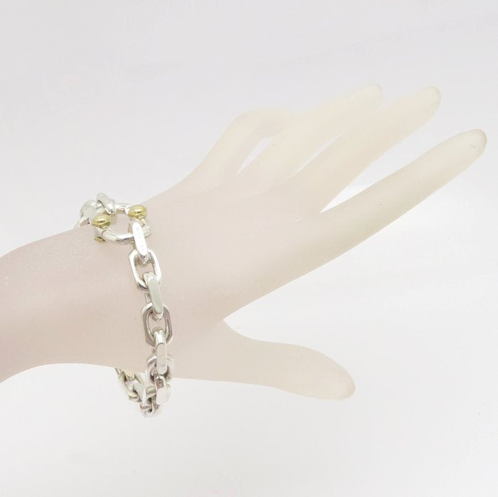 TIFFANY&Co. ティファニー 1837 メイカーズ ワイド チェーン ブレスレット シルバー925xK18YG イエローゴールド メンズ/295627【中古】【BJ】