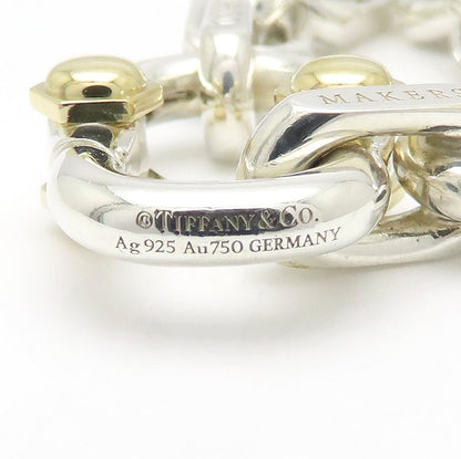 TIFFANY&Co. ティファニー 1837 メイカーズ ワイド チェーン ブレスレット シルバー925xK18YG イエローゴールド メンズ/295627【中古】【BJ】
