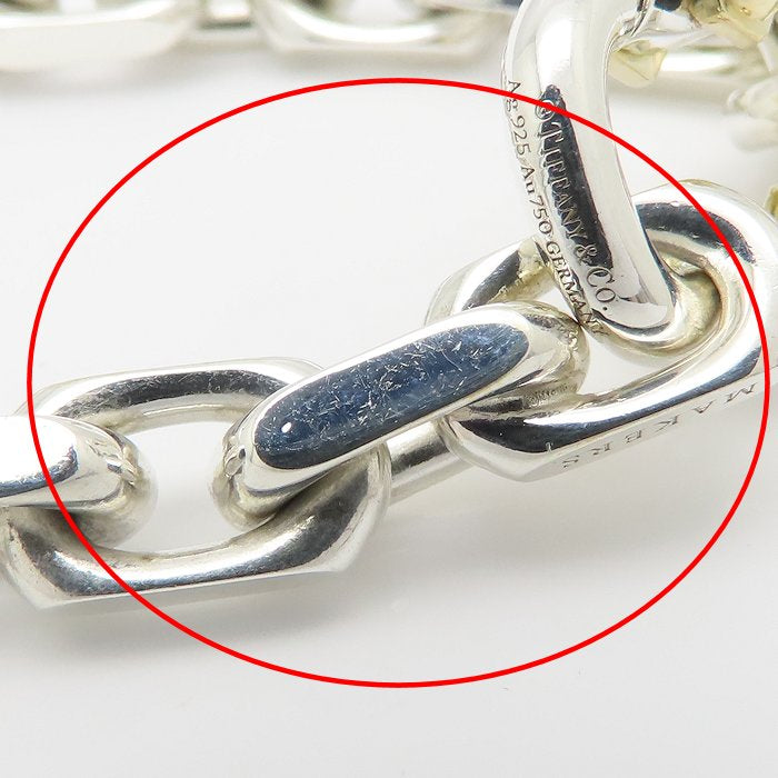 TIFFANY&Co. ティファニー 1837 メイカーズ ワイド チェーン ブレスレット シルバー925xK18YG イエローゴールド メンズ/295627【中古】【BJ】