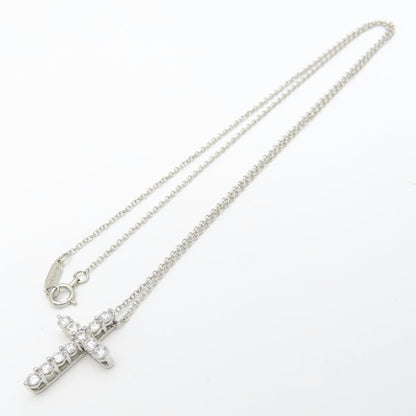TIFFANY&Co. ティファニー スモールクロス ネックレス ダイヤモンド Pt950プラチナ レディース/295637【中古】【BJ】