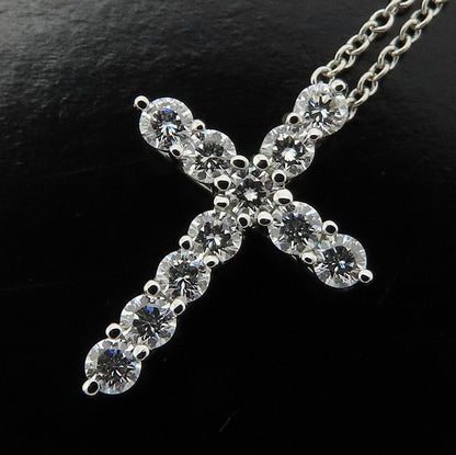 TIFFANY&Co. ティファニー スモールクロス ネックレス ダイヤモンド Pt950プラチナ レディース/295637【中古】【BJ】