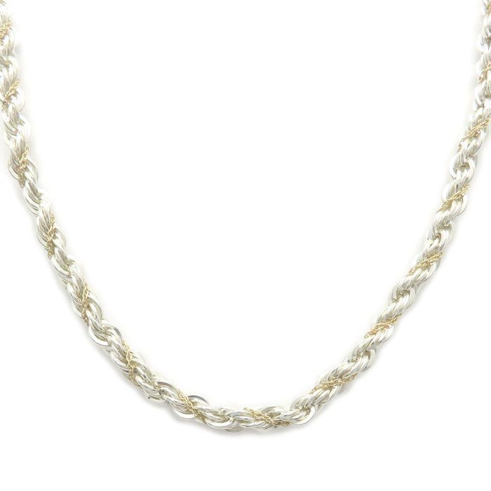 TIFFANY&Co. ティファニー ツイスト チェーン ネックレス 59cm シルバー925xK18YG イエローゴールド レディース/295645【中古】【BJ】