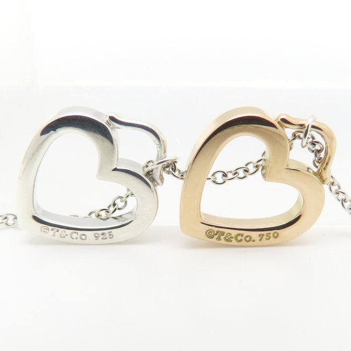 TIFFANY&Co. ティファニー センチメンタル ダブルハート ネックレス シルバー925xK18PG ピンクゴールド レディース/295648【中古】【BJ】