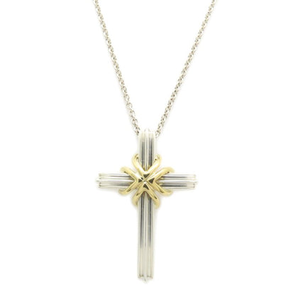 TIFFANY&Co. ティファニー シグネチャークロス ネックレス シルバー925xK18YG イエローゴールド レディース/295649【中古】【BJ】