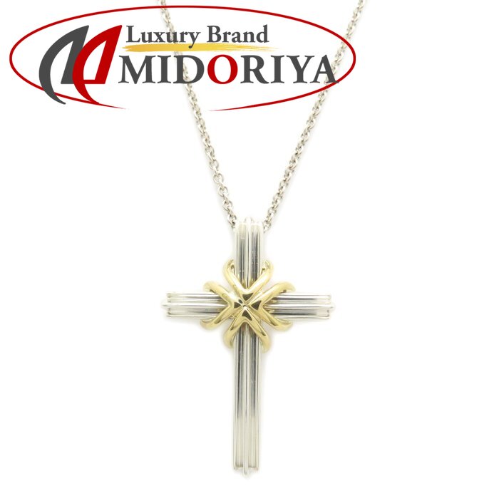TIFFANY&Co. ティファニー シグネチャークロス ネックレス シルバー925xK18YG イエローゴールド レディース/295649【中古】【BJ】