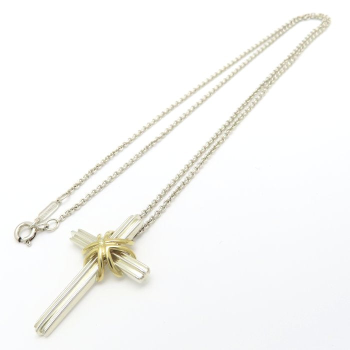TIFFANY&Co. ティファニー シグネチャークロス ネックレス シルバー925xK18YG イエローゴールド レディース/295649【中古】【BJ】