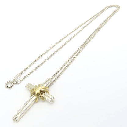 TIFFANY&Co. ティファニー シグネチャークロス ネックレス シルバー925xK18YG イエローゴールド レディース/295649【中古】【BJ】