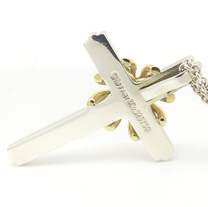 TIFFANY&Co. ティファニー シグネチャークロス ネックレス シルバー925xK18YG イエローゴールド レディース/295649【中古】【BJ】
