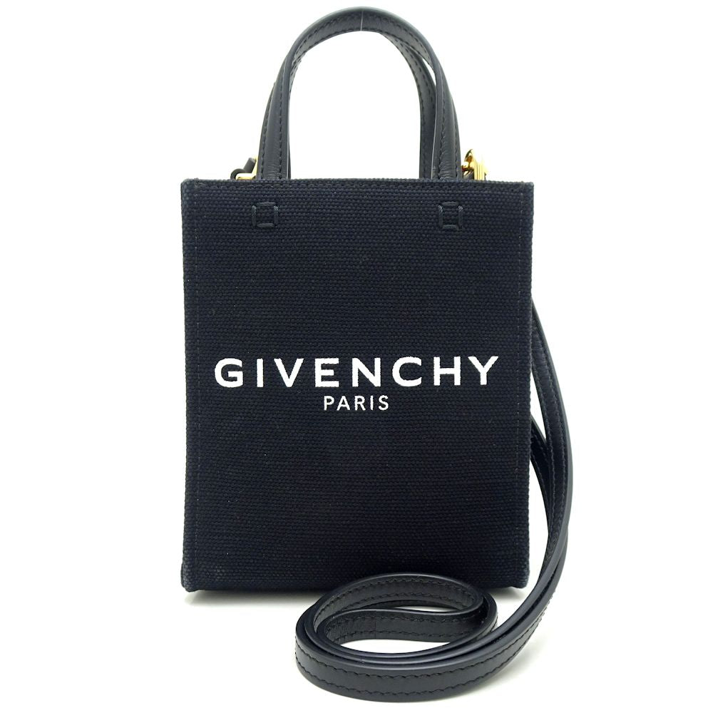 GIVENCHY ジバンシィ Gトートバーティカルミニ BB50R9B1F1001 ショルダーバッグ キャンバスxレザー ブラック/350688【中古】