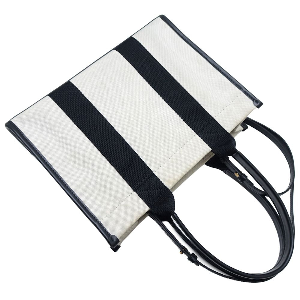 BALENCIAGA バレンシアガ ハードウェアトート 671402 トートバッグ キャンバスxレザー ナチュラル ブラック/351605【中古】