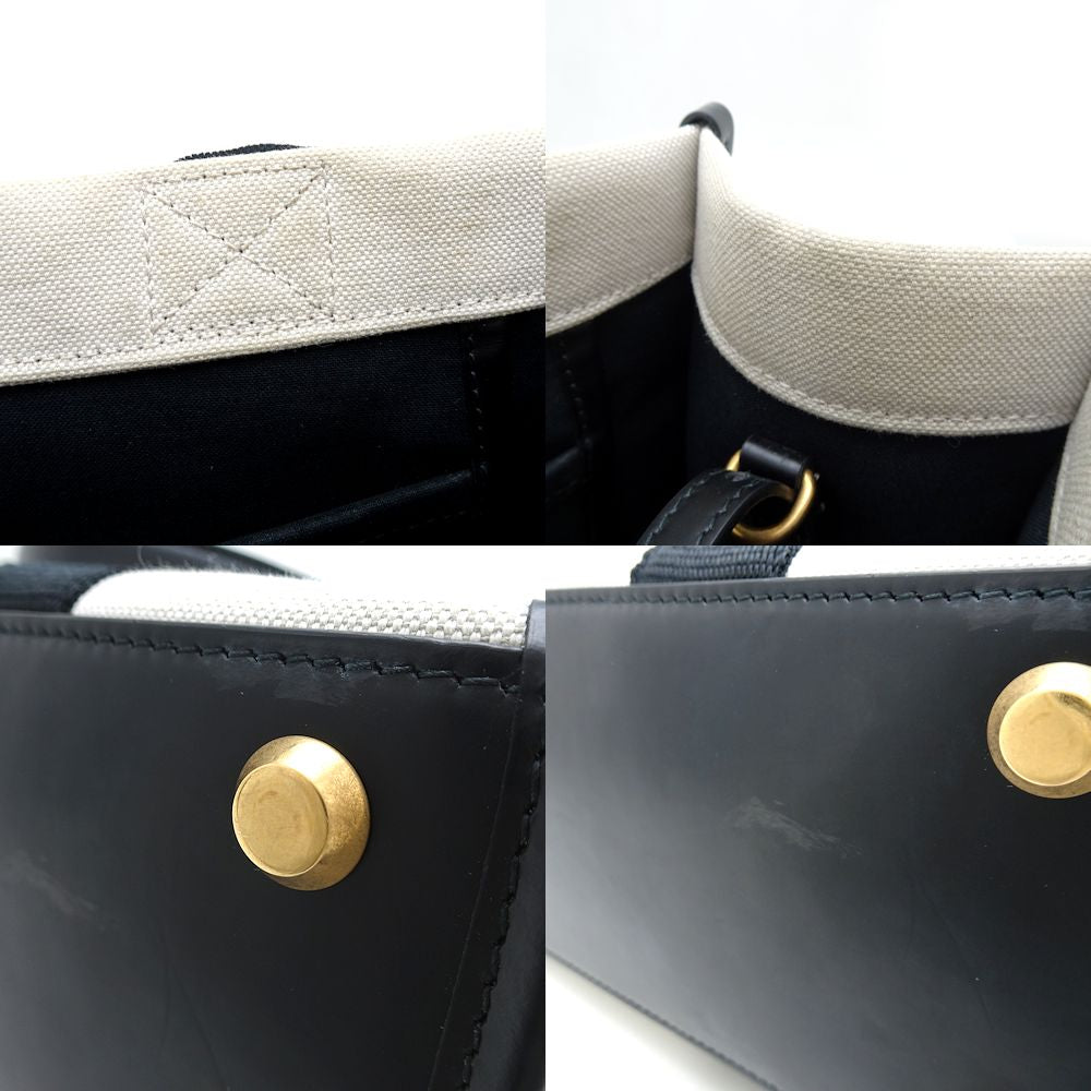 BALENCIAGA バレンシアガ ハードウェアトート 671402 トートバッグ キャンバスxレザー ナチュラル ブラック/351605【中古】