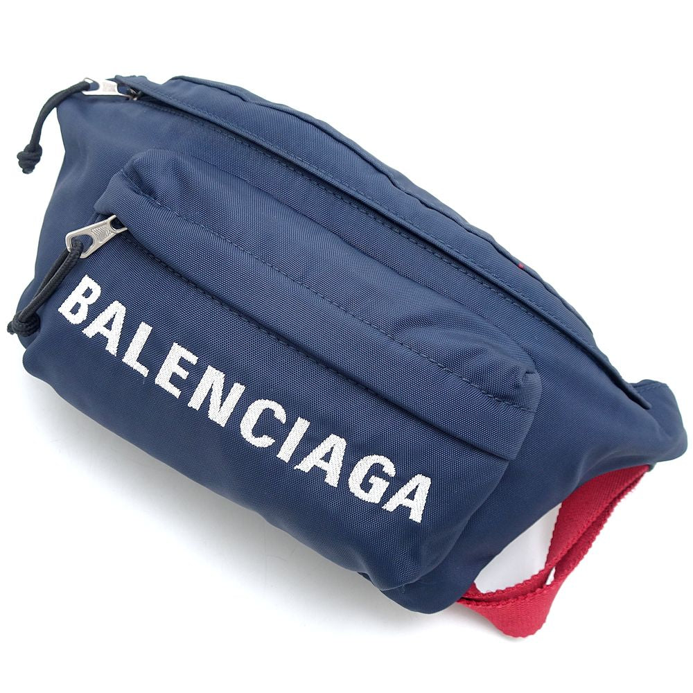 BALENCIAGA バレンシアガ ウィールヒップバッグ 528862 ボディバッグ ユニセックス ナイロンxキャンバス ネイビー レッド/351815【中古】