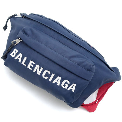 BALENCIAGA バレンシアガ ウィールヒップバッグ 528862 ボディバッグ ユニセックス ナイロンxキャンバス ネイビー レッド/351815【中古】